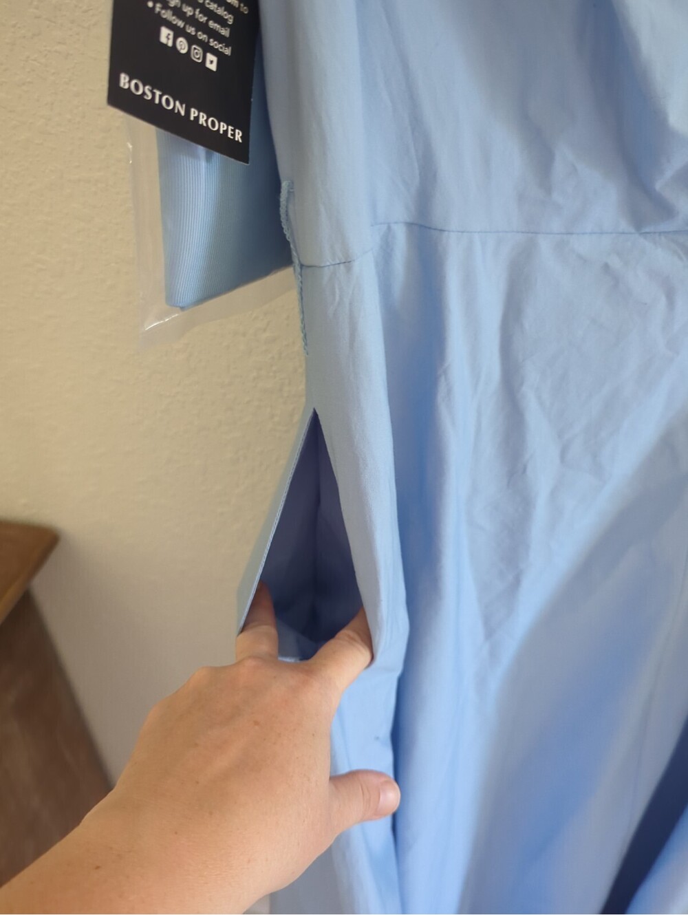 Boston Proper Maxi Length Belted Poplin Collared Shirt Dress Blue size 16 NWT - Picture 11 of 13